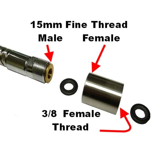 Byretech Steel Female-to-female Shower Hose Converter, 15mm To 3/8 Inch - BYSHC02 2 Byretech Steel Female-to-female Shower Hose Converter, 15mm To 3/8 Inch - BYSHC02 - Image 2