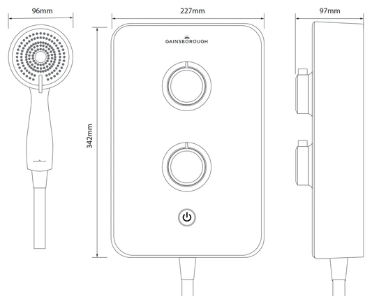 Gainsborough Slim Duo Electric Shower (White) 10.5kw - GSD105 7 Gainsborough Slim Duo Electric Shower (White) 10.5kw - GSD105 - Image 7