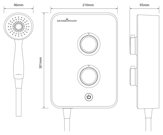 Gainsborough Slim Mono Electric Shower (White) 9.5kw - GSM95 7 Gainsborough Slim Mono Electric Shower (White) 9.5kw - GSM95 - Image 7
