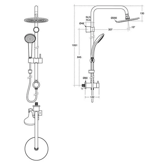 Ideal Standard Idealrain Pro Dual Shower System With M1 Rainshower And M1 Handspray For Bi Mixers - A6540aa 2 Ideal Standard Idealrain Pro Dual Shower System With M1 Rainshower And M1 Handspray For Bi Mixers - A6540aa - Image 2