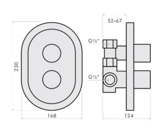 Inta Deluge Thermostatic Concealed Shower - Dl40010cp 1 Inta Deluge Thermostatic Concealed Shower - Dl40010cp