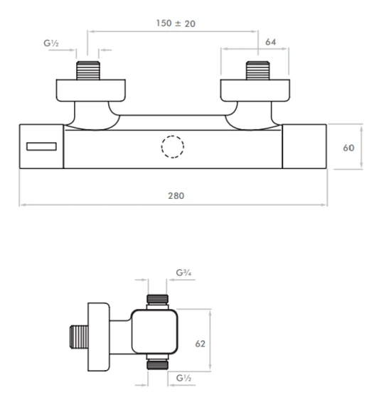 Inta Mio Safe Touch Thermostatic Shower - Mi10010cp 2 Inta Mio Safe Touch Thermostatic Shower - Mi10010cp - Image 2