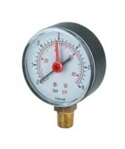 Reliance Pressure Gauge 50mm Dial 0-16 Bar - 1/4"" MBSP Back Inlet GAGE 250 006
