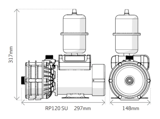 Salamander 3.6 Bar Single Universal Centrifugal Whole House And Shower Pump - Rp120su 2 Salamander 3.6 Bar Single Universal Centrifugal Whole House And Shower Pump - Rp120su - Image 2