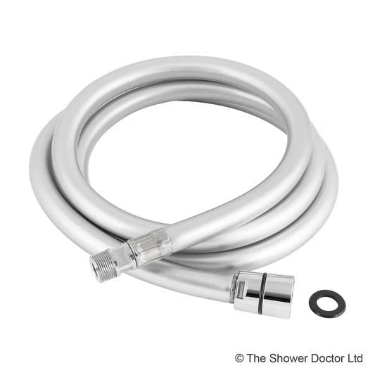 Crosswater Design Smooth Matt Silver PVC 1.47m Male To Female Shower Hose - R2808 1 Crosswater Design Smooth Matt Silver PVC 1.47m Male To Female Shower Hose - R2808
