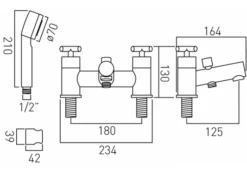 Vado Elements Water 2 Hole Bath Shower Mixer Deck Mounted With Shower Kit (Chrome) - Elw-130+K-C/P -Grundfos Sales Store vado elements water 2 hole bath shower mixer deck mounted with shower kit chrome elw 130 k c p 1