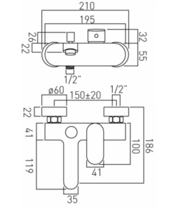 Vado Life Exposed Bath Shower Mixer Single Lever Wall Mounted Without Shower Kit: Chrome - Lif-123-C/P -Grundfos Sales Store vado life exposed bath shower mixer single lever wall mounted without shower kit chrome lif 123 c p